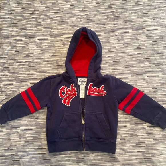OshKosh B'Gosh Toddler Boys Hoodie Jacket Size 2T Kids Navy Blue Full Zip New - Picture 5 of 5